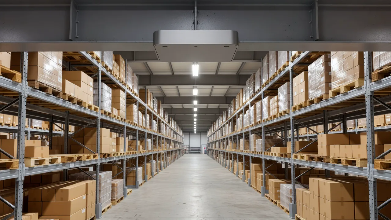 Wi-Fi access point in warehouse aisle